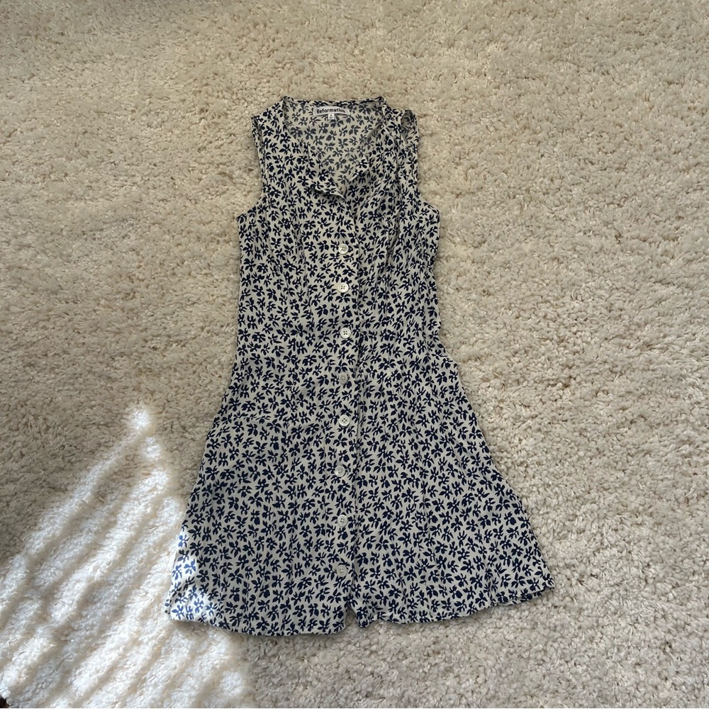 Reformation Rilynn Blue and White Floral Mini Dress